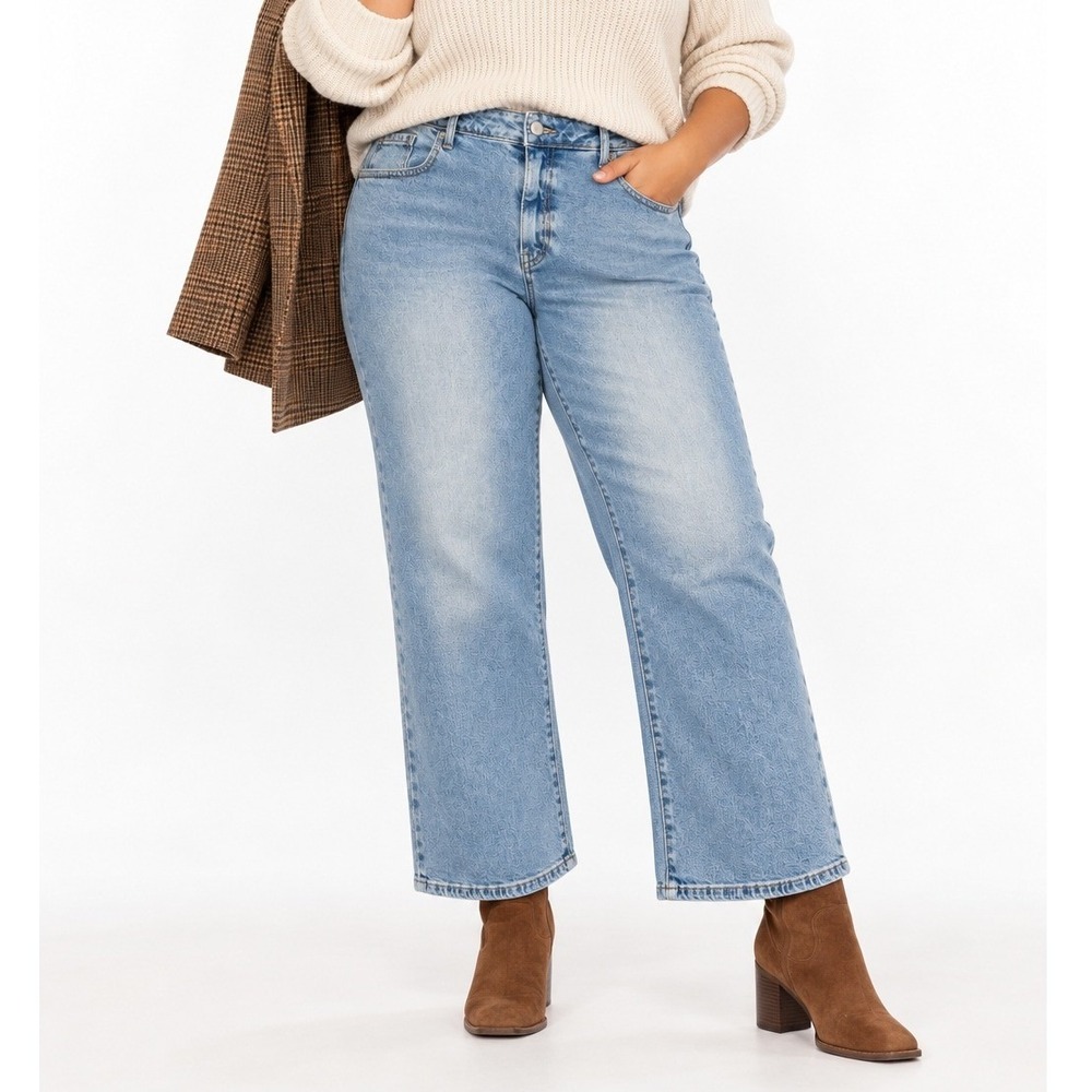 Just USA Slim Wide Leg Jeans Light Wash Blue Denim Petite 14P NEW